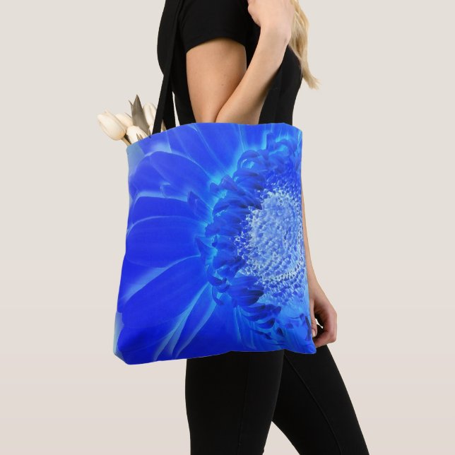 Elblågröna gerbera tygkasse (Närbild)