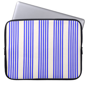 Elblått och beige fem rand mönster laptop fodral