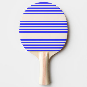 Elblått och beige fem rand mönster pingisracket