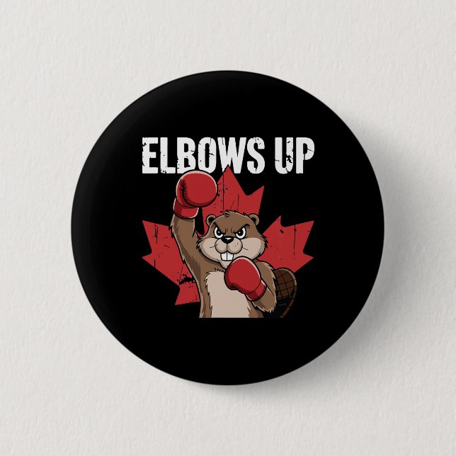 Elbows Up Beaver Boxing Proud Canadian Strong Cana Knapp (Framsida)