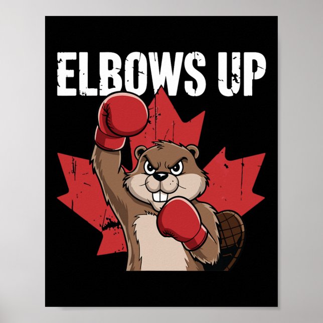 Elbows Up Beaver Boxing Proud Canadian Strong Cana Poster (Framsidan)