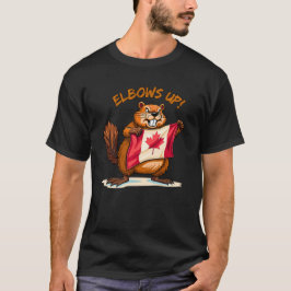 Elbows UP, Beaver, Canada Flagga Maple Löv T Shirt