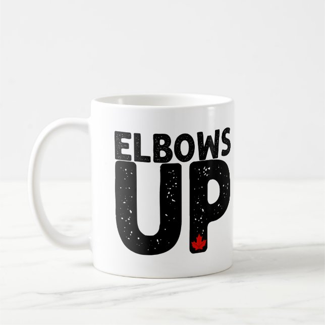 ELBOWS UP Bold Distress Typography Kaffemugg (Vänster)