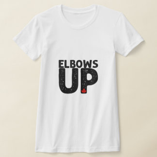 ELBOWS UP Bold Distress Typography T Shirt