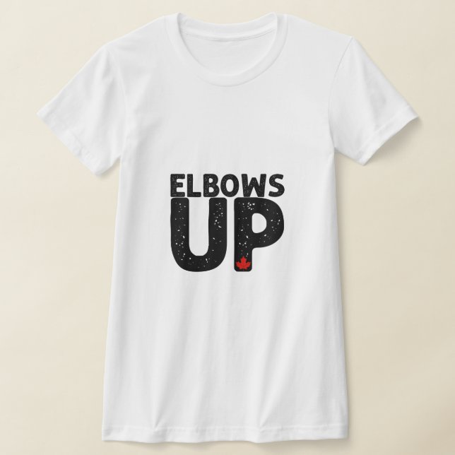 ELBOWS UP Bold Distress Typography T Shirt (Laydown)
