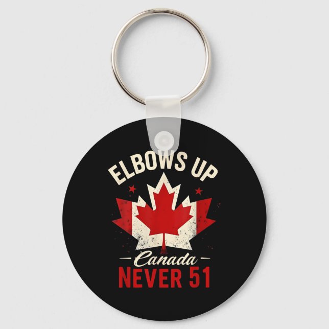 Elbows Up Canada Aldrig 51 Canada Flagga Nyckelring (Framsida)
