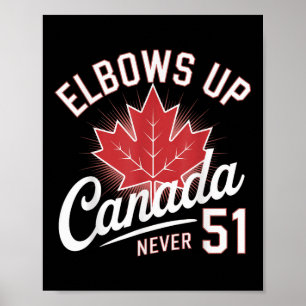 Elbows Up Canada Aldrig 51 Canada Flagga Poster