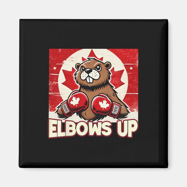 Elbows Up Canada Canadian Counter Tariffs Beaver B Magnet (Framsidan)