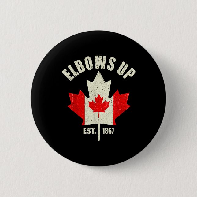 Elbows Up Canada Est 1867 Proud Canadian Strong Ca Knapp (Framsida)