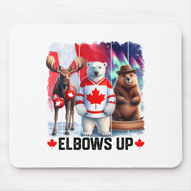 Elbows Up Canada Flagga Hockey Funny Beaver Boxing Musmatta (Framsidan)