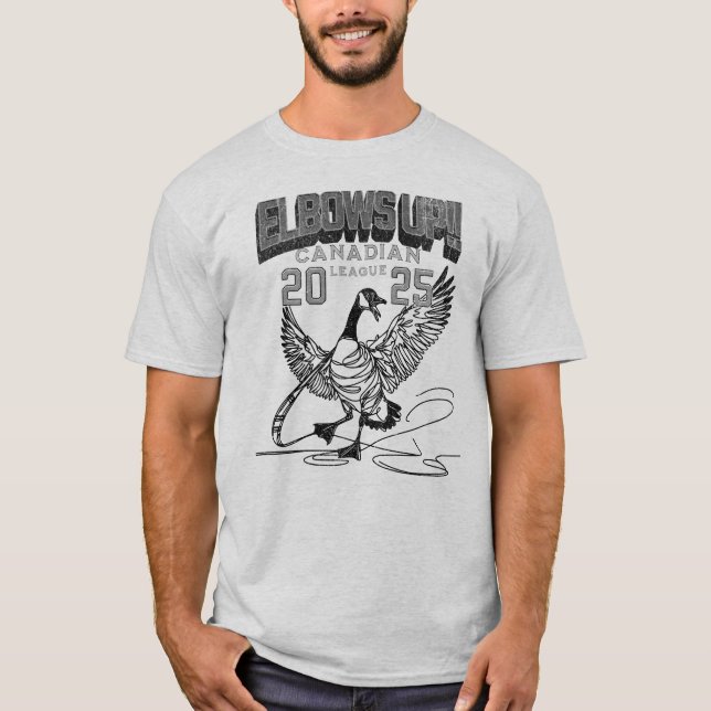 Elbows UP Canada Goose Hockey Culture T Shirt (Framsida)