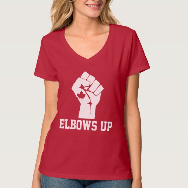 Elbows Up Canada - Proud Canadian T Shirt (Framsida)