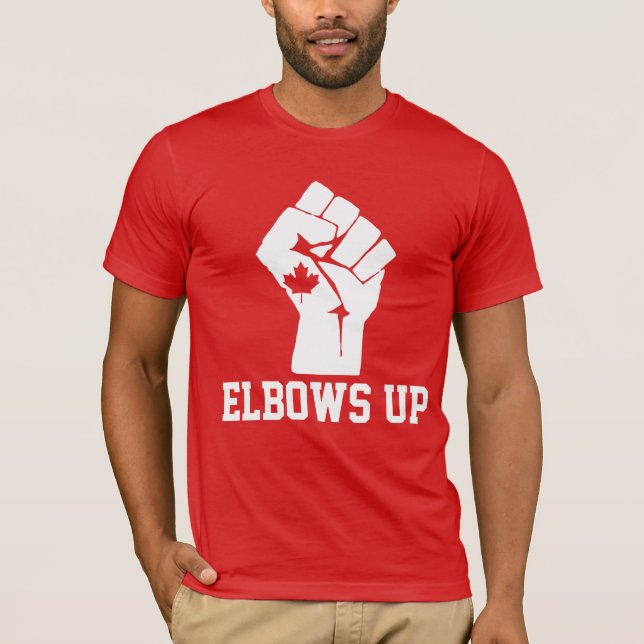 Elbows Up Canada - Proud Canadian T Shirt (Framsida)