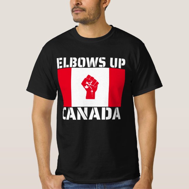 Elbows Up Canada - Proud Canadians T Shirt (Framsida)