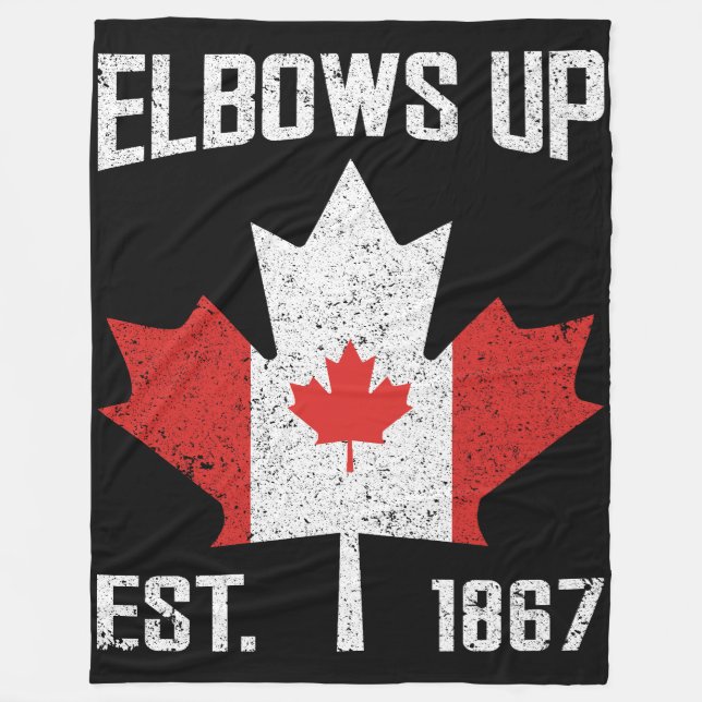 Elbows Up Canada True North Strong Proud Canadian Fleecefilt (Framsidan)