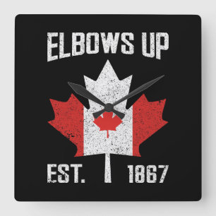 Elbows Up Canada True North Strong Proud Canadian Fyrkantig Klocka
