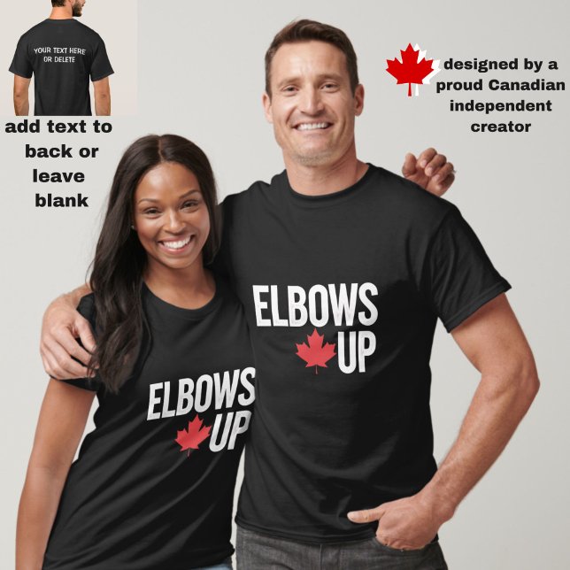 Elbows Up Canadian Pride Maple Löv Anpassningsbar  T Shirt (This "Elbows Up" Canadian pride maple leaf t-shirt is the hot item to have!)