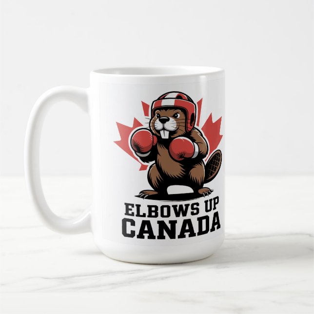 Elbows Up Kanada | Quirky Canadian Pride Gift Kaffemugg (Vänster)