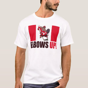 Elbows upp Quote Hockey Spela upp Beaver Flagga T Shirt