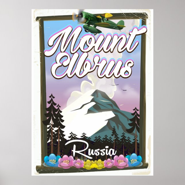 Elbrusberget, rysk reseposter poster (Framsidan)