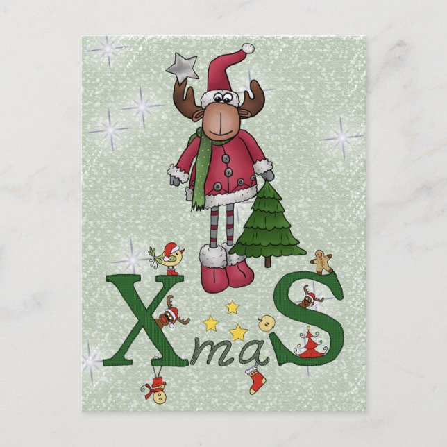 Elch mit Baum Vykort (Framsida)