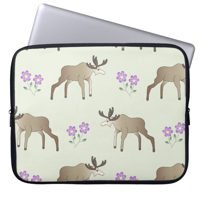 Elch mit Blume Laptop Fodral (Framsidan)