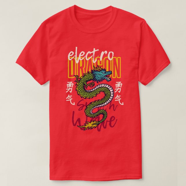 Elctro Dragon Japanska T Shirt (Design framsida)