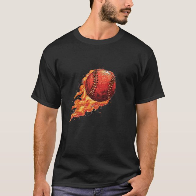 Eld Baseball  T Shirt (Framsida)