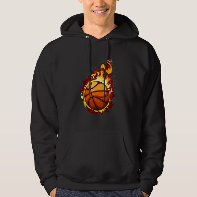 Eld Basketboll Boll Flammande Basketspelare Hoodie (Framsida)