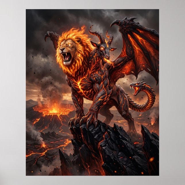 Eld Chimera Mythiska Kaldera Konst Poster (Framsidan)