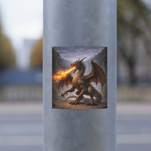 Eld-drake-dekal – Vild mytologisk drake Klistermärken