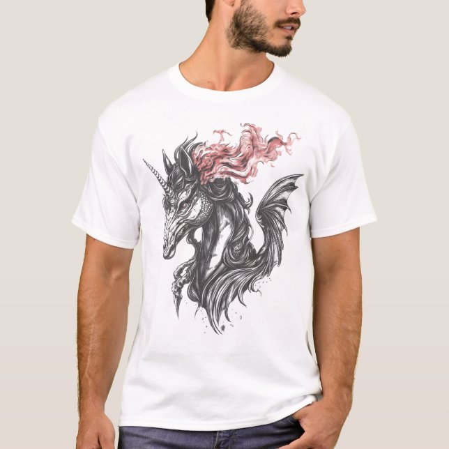 Eld-drake Enhörning Hybrid (1) T Shirt (Framsida)