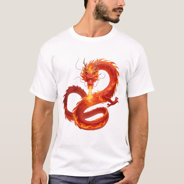 Eld-drake Fantasy Konst Design, Myttisk Varelse T Shirt (Framsida)