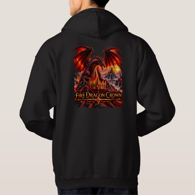 Eld Drake Krona Fantasy Drake Tröja Hoodie (Baksida)