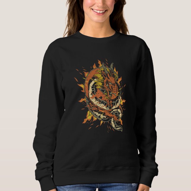Eld-drake med drakeld och eldsprutande drake t shirt (Framsida)