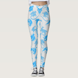 Eld Draken Mönster LBlue LGrey zbg Leggings