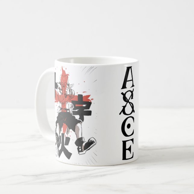 🔥Eld Fist Anime Kaffemug – Flamma Pirat☕ Kaffemugg (Framsida vänster)