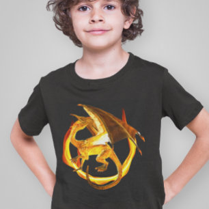 Eld Guld Flamma Drak Magisk Fantasy T Shirt