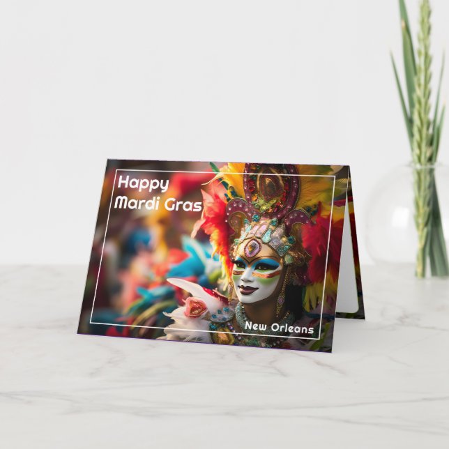 💚💜💛Eld & Guld: Mardi Gras Spektakel Kort (Framsida)