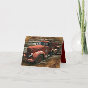 Eld i Vintagen Lastbil i Antique Fire Lastbil Tack Kort
