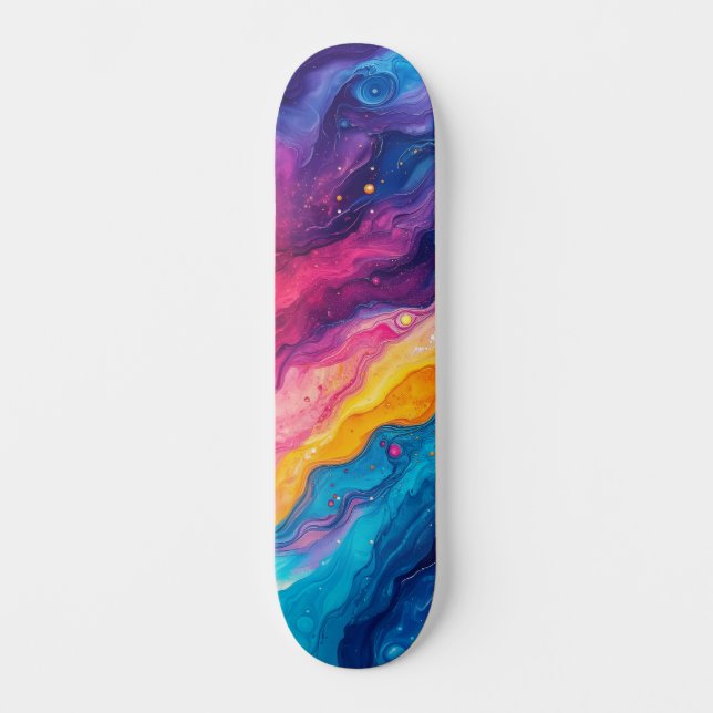 Eld & Is Abstrakt Målning Mini Skateboard Bräda 18,5 Cm (Framsida)