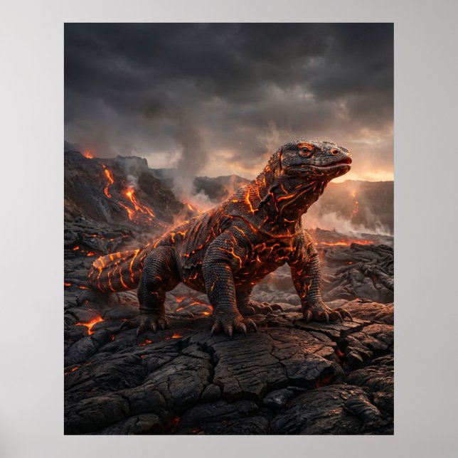 Eld Komodo Vulkaniska Ödemarker Poster (Framsidan)