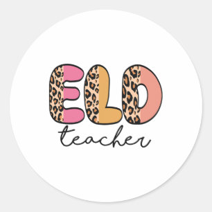 Eld Lärare Retro Leopard Ck Till Skolan Runt Klistermärke