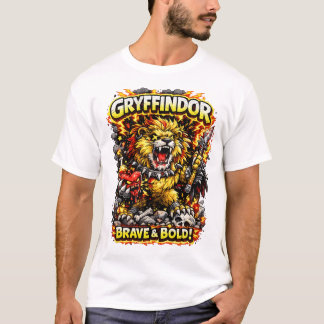 Eld Lejon Kam - Modig & Djärv Fantasy Maskot T Shirt