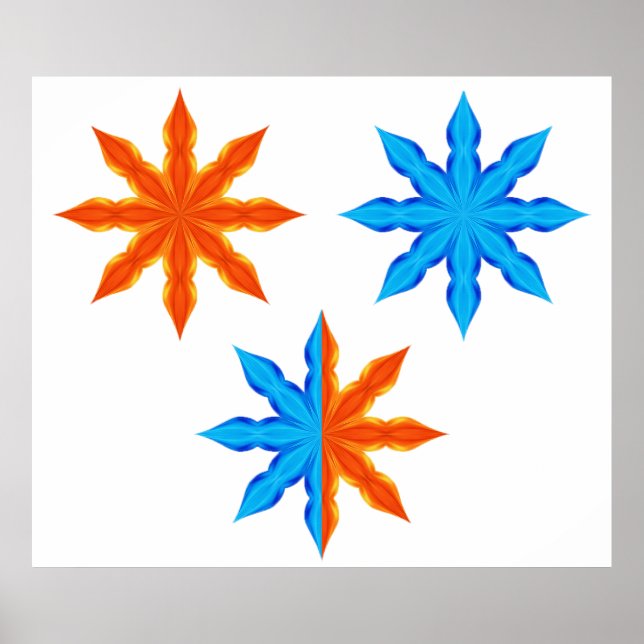 Eld och is Åttapunktsstjärnor Poster (Framsidan)