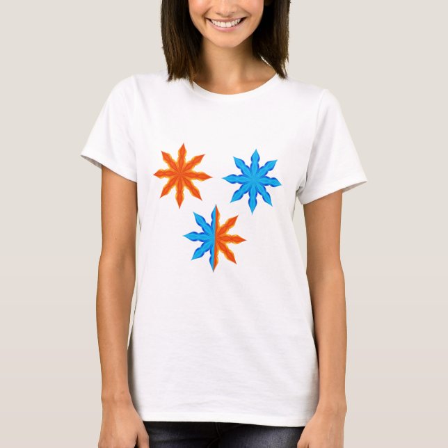 Eld och is Åttapunktstjärnor T Shirt (Framsida)