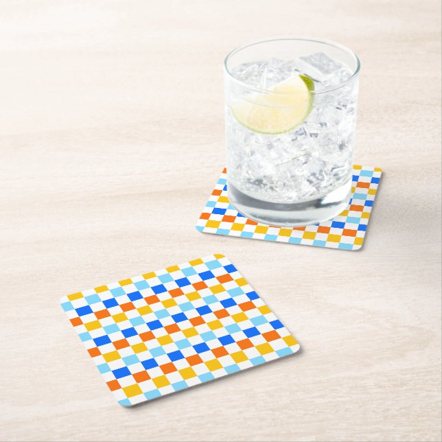 Eld och is schackbrädemönster underlägg papper kvadrat (Insitu)