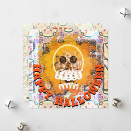 Eld och låga Glad Halloween Döskalle Julkort