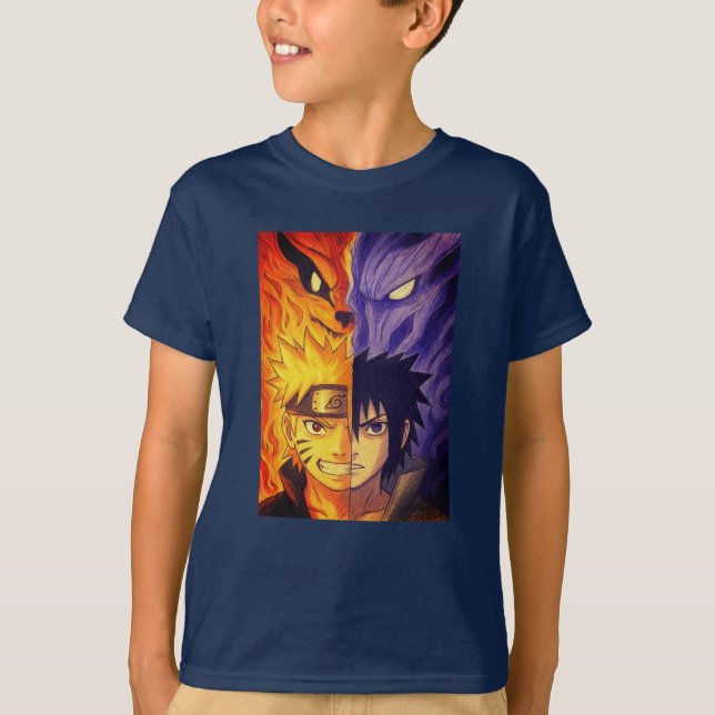 Eld och Skugga – Original Anime-Inspirerad Design T Shirt (Framsida)