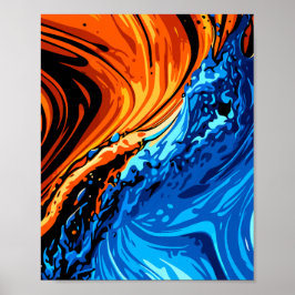 Eld och Vatten Abstrakt Fusion Poster